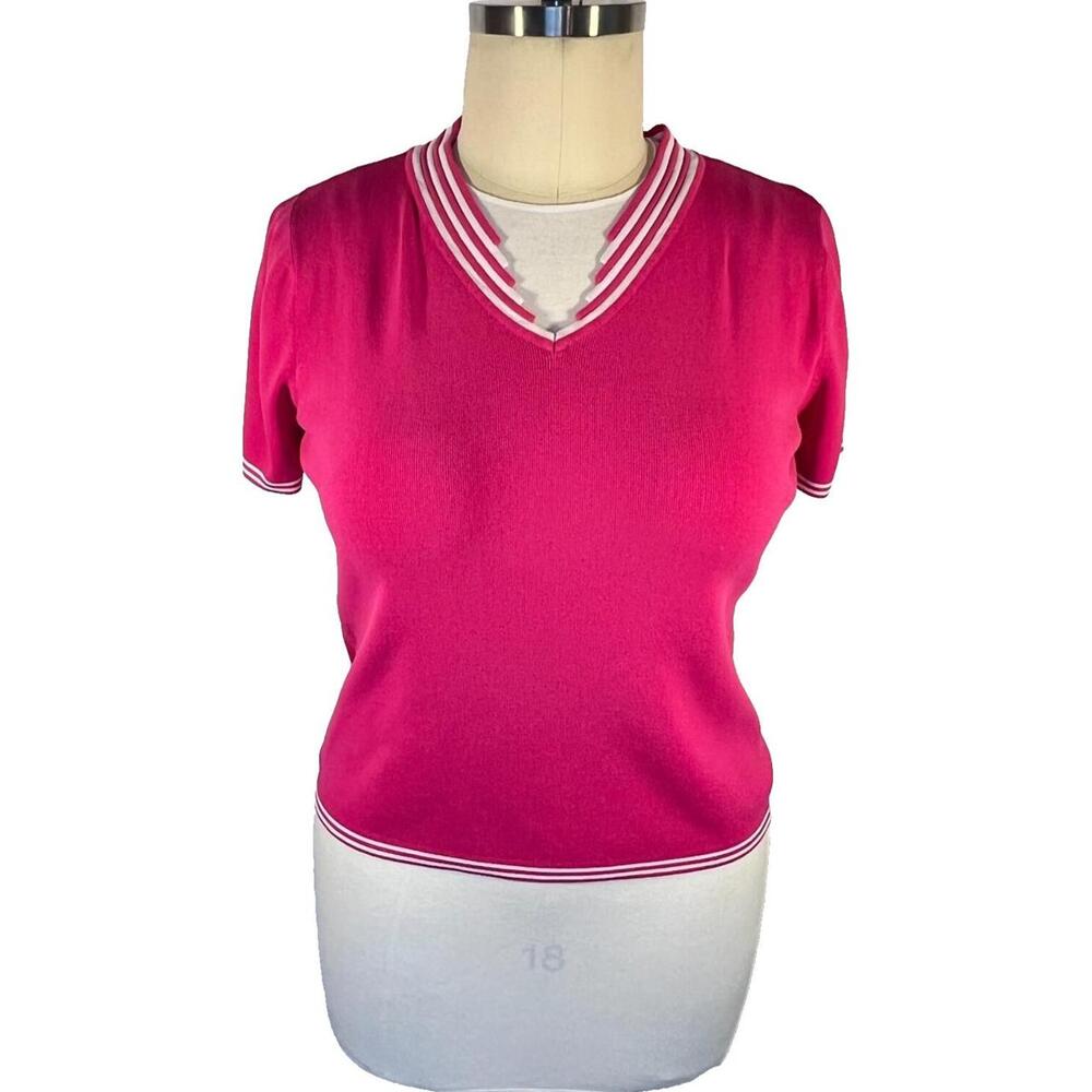 Carducci Top Women XL Pink Knit Nylon Rayon Slim